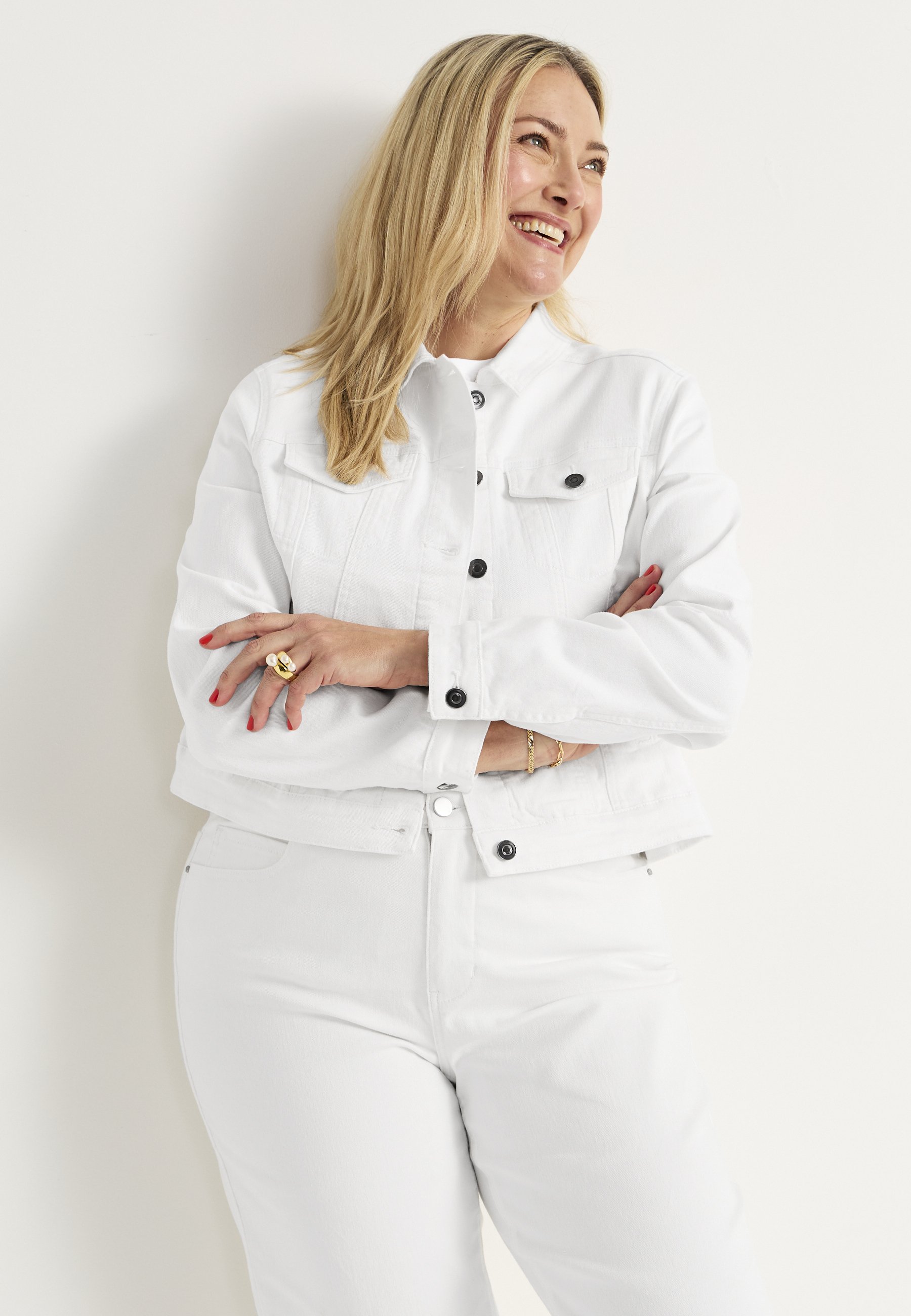 Weiße jeansjacke große größen Clearance